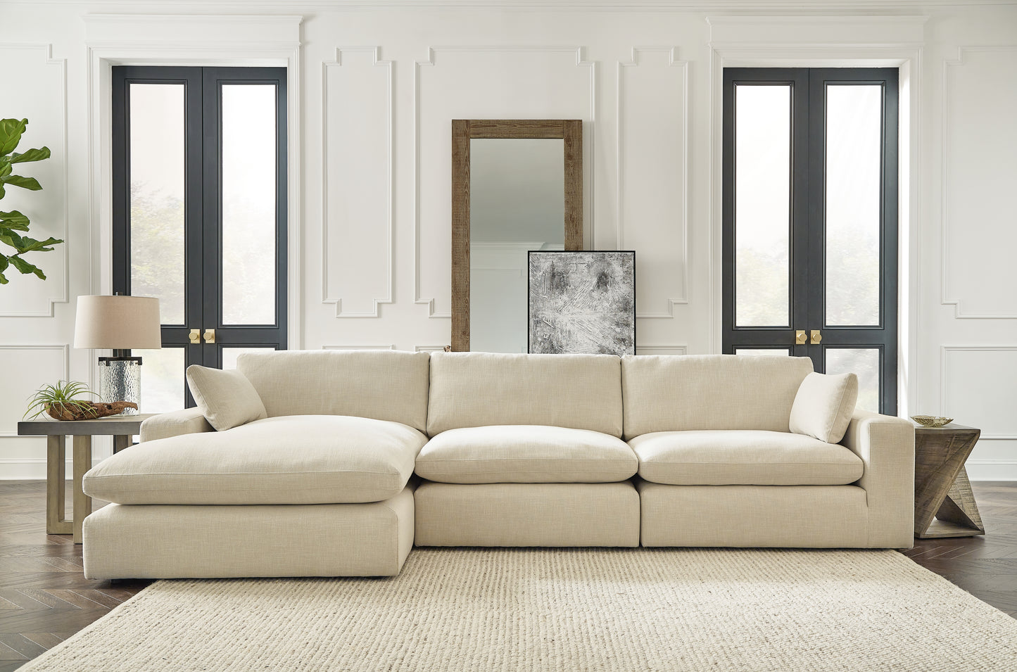 The Furniture Outlets - Ashley Furniture - Elyza Sectional - RAF 3-Piece Sectional with Chaise / Linen - 10006S3