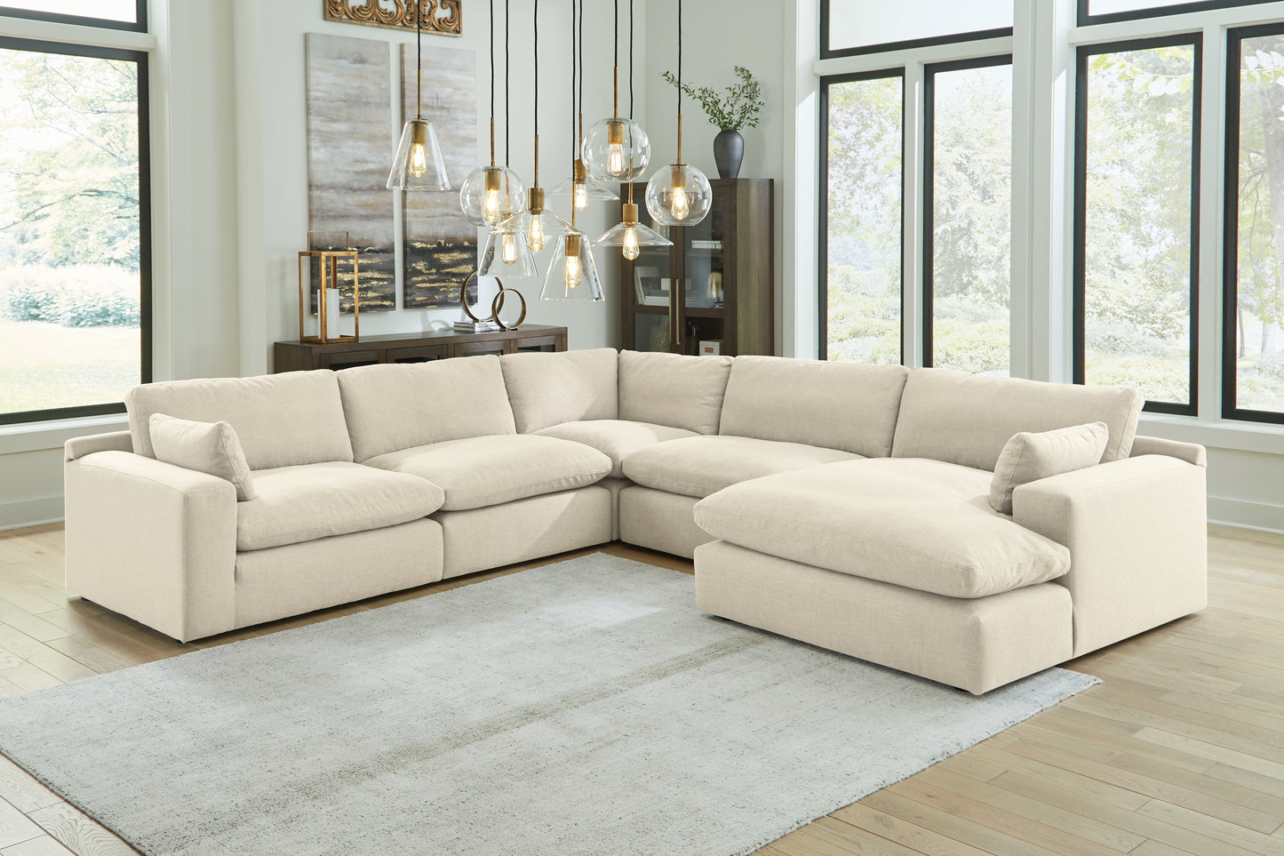 The Furniture Outlets - Ashley Furniture - Elyza Sectional - RAF 5-Piece Sectional with Chaise / Linen - 10006S7