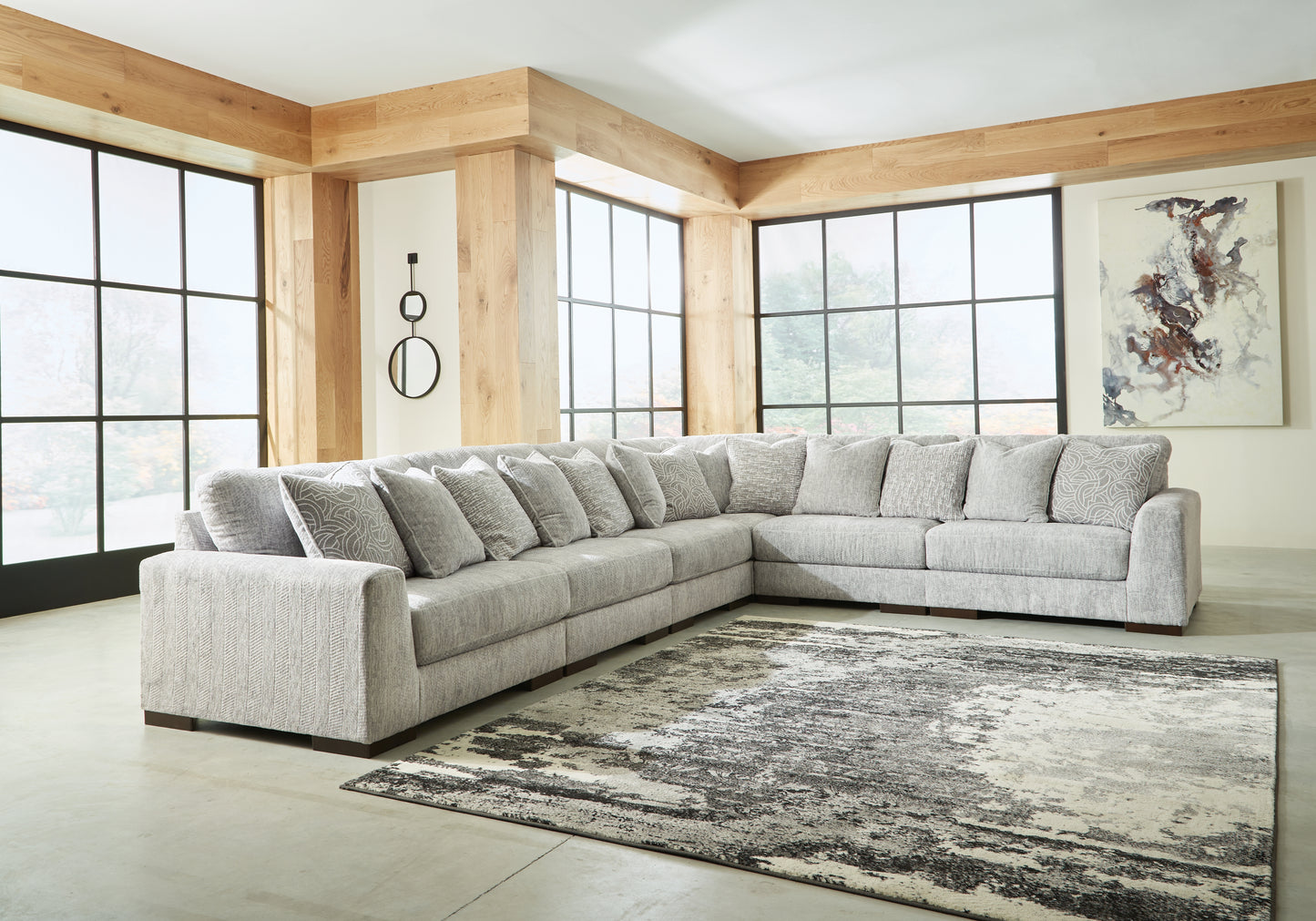 The Furniture Outlets - Ashley Furniture - Regent Park Sectional - RAF 6-Piece Sectional / Pewter - 14404S7