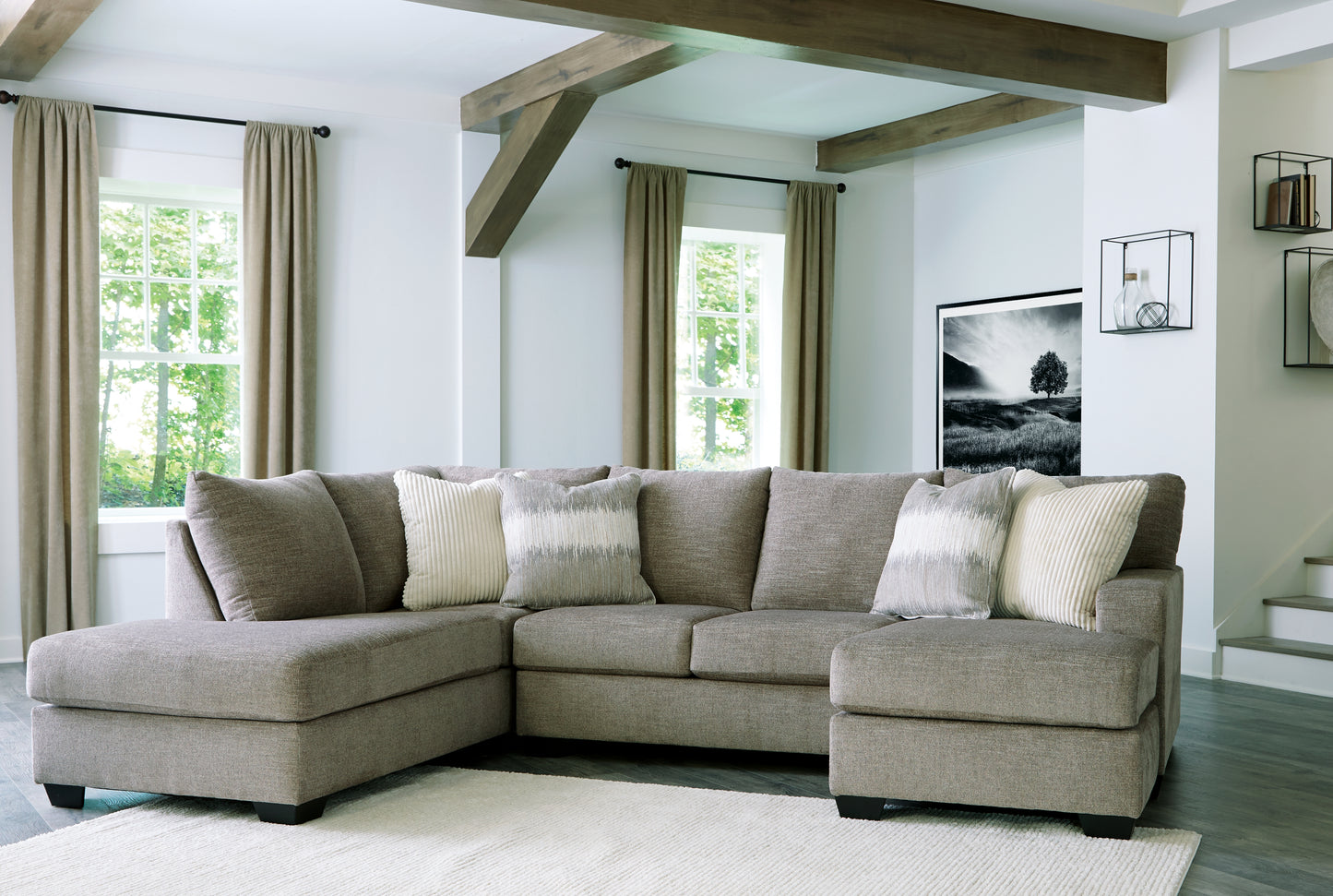 The Furniture Outlets - Ashley Furniture - Creswell Sectional - RAF 2-Piece Sectional with Chaise / Stone - 15305S2