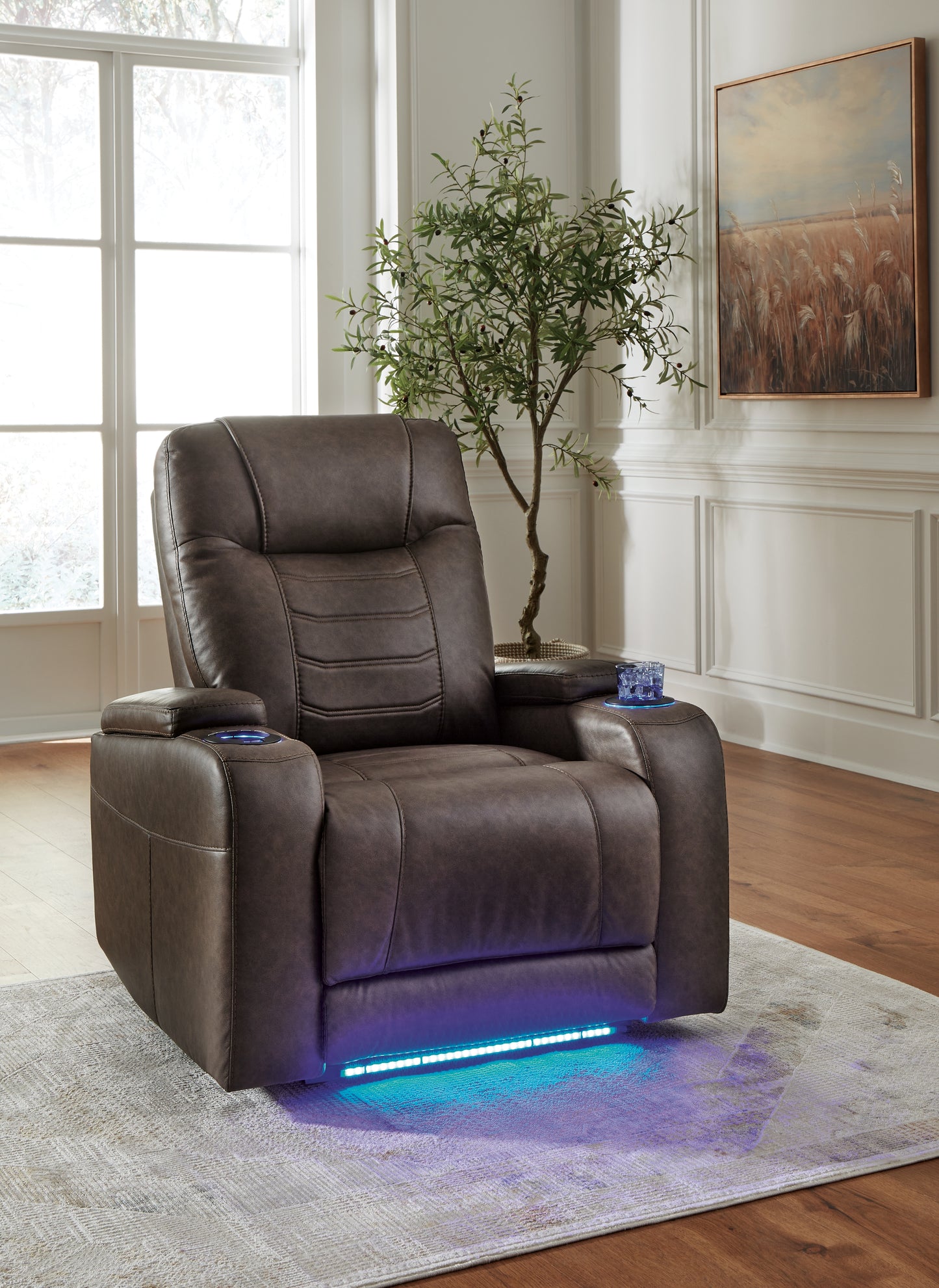 The Furniture Outlets - Ashley Furniture - Schooner Rocks Living Room - PWR Recliner/ADJ Headrest / Umber - 1610413