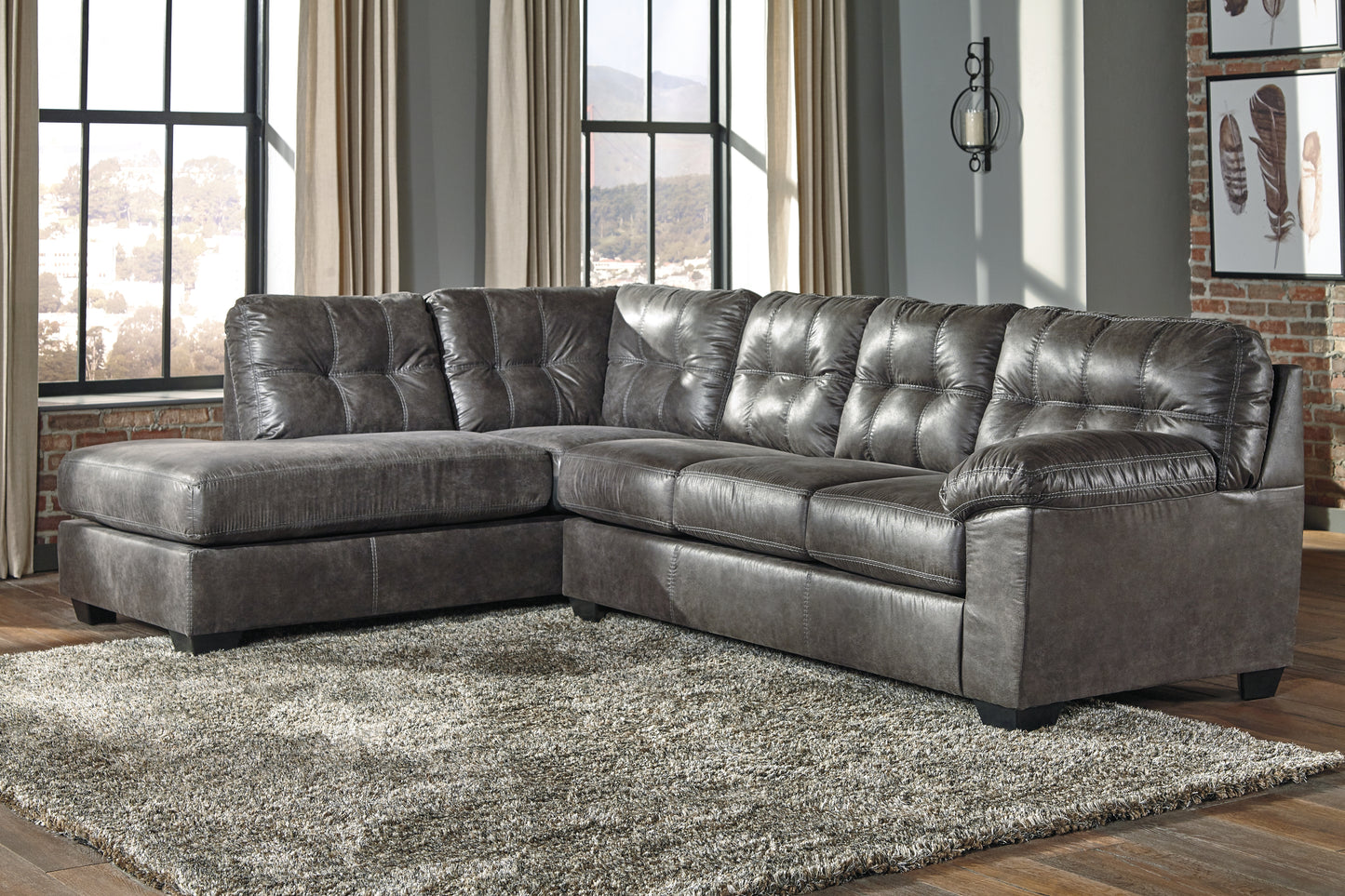 The Furniture Outlets - Ashley Furniture - Fallston Sectional - RAF 2-Piece Sectional with Chaise / Slate - 17221S1