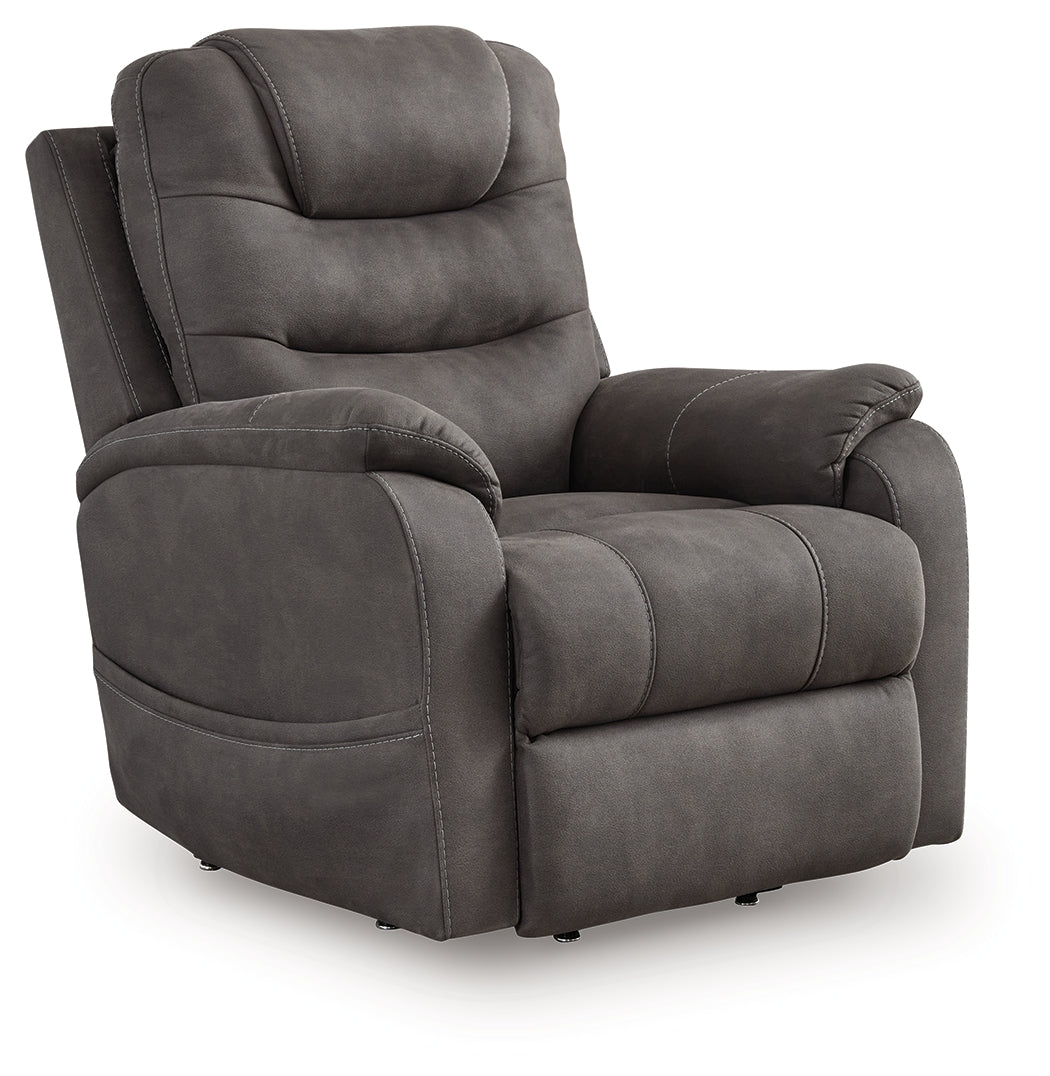 The Furniture Outlets - Ashley Furniture - Snowfield Living Room - Power Lift Recliner / Gunmetal - 1760912
