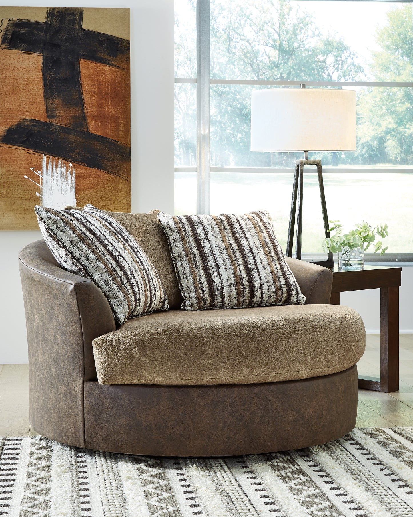 The Furniture Outlets - Ashley Furniture - Alesbury Living Room - Oversized Swivel Accent Chair / Chocolate - 1870421