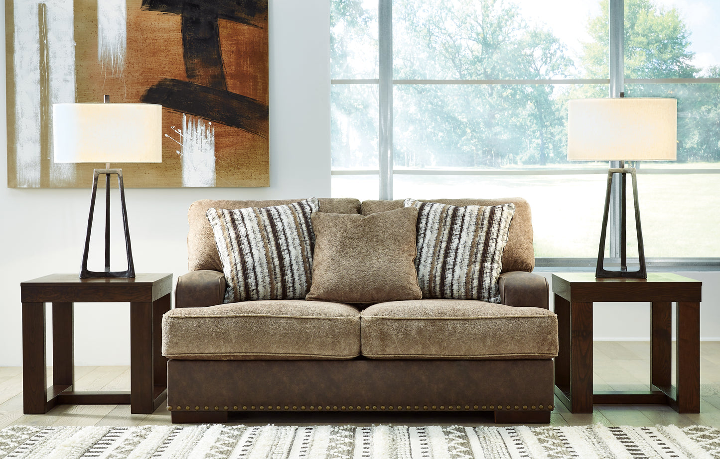 The Furniture Outlets - Ashley Furniture - Alesbury Living Room - Loveseat / Chocolate - 1870435