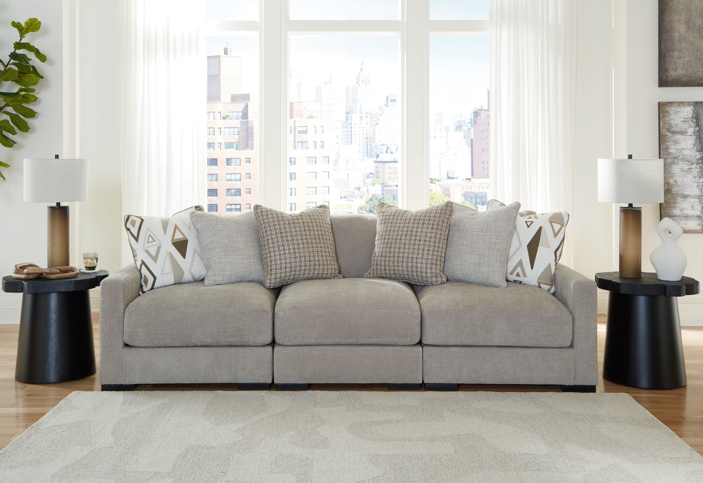 The Furniture Outlets - Ashley Furniture - Aslan Court Sectional - RAF 3-Piece Sofa Sectional / Pebble - 20305S2