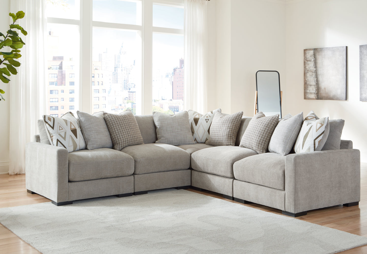 The Furniture Outlets - Ashley Furniture - Aslan Court Sectional - RAF 5-Piece Sectional / Pebble - 20305S6