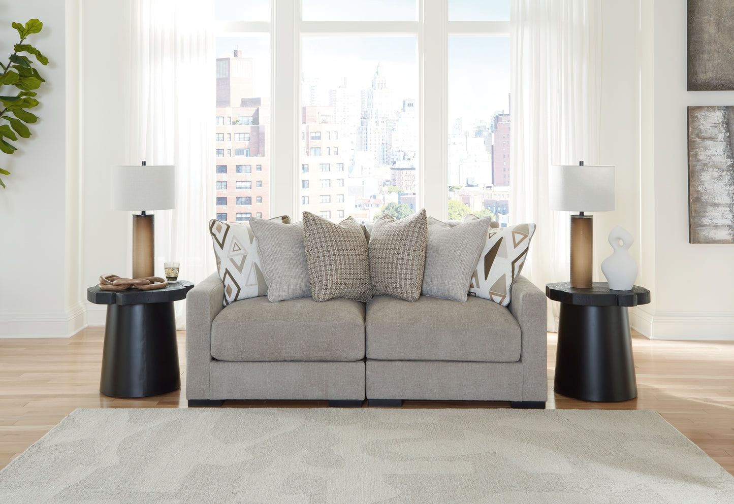 The Furniture Outlets - Ashley Furniture - Aslan Court Sectional - RAF 2-Piece Loveseat Sectional / Pebble - 20305S1