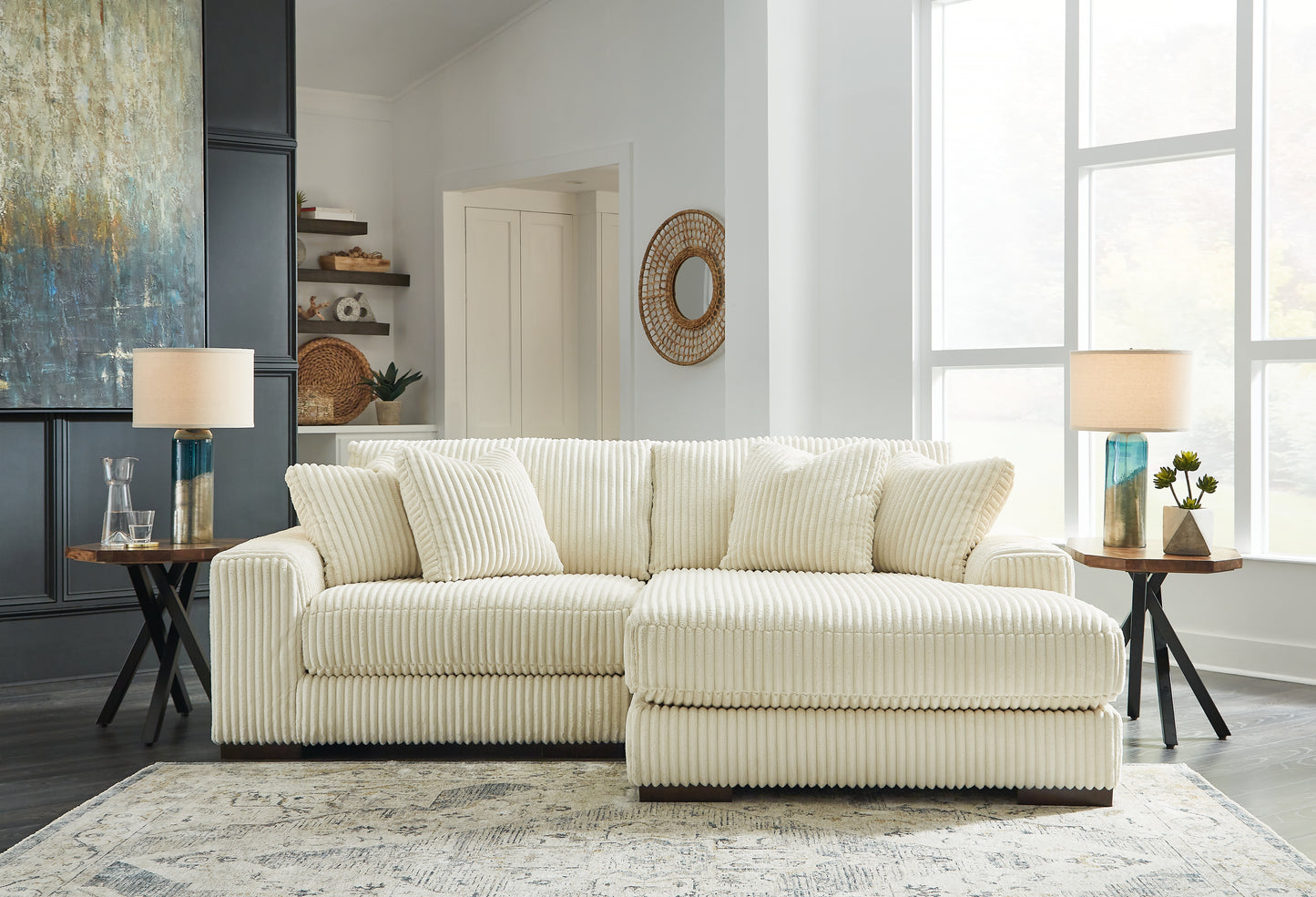The Furniture Outlets - Ashley Furniture - Lindyn Sectional - RAF 2-Piece Sectional with Chaise / Ivory - 21104S4