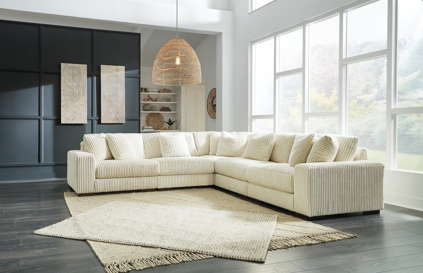 The Furniture Outlets - Ashley Furniture - Lindyn Sectional - RAF 5-Piece Sectional / Ivory - 21104S5