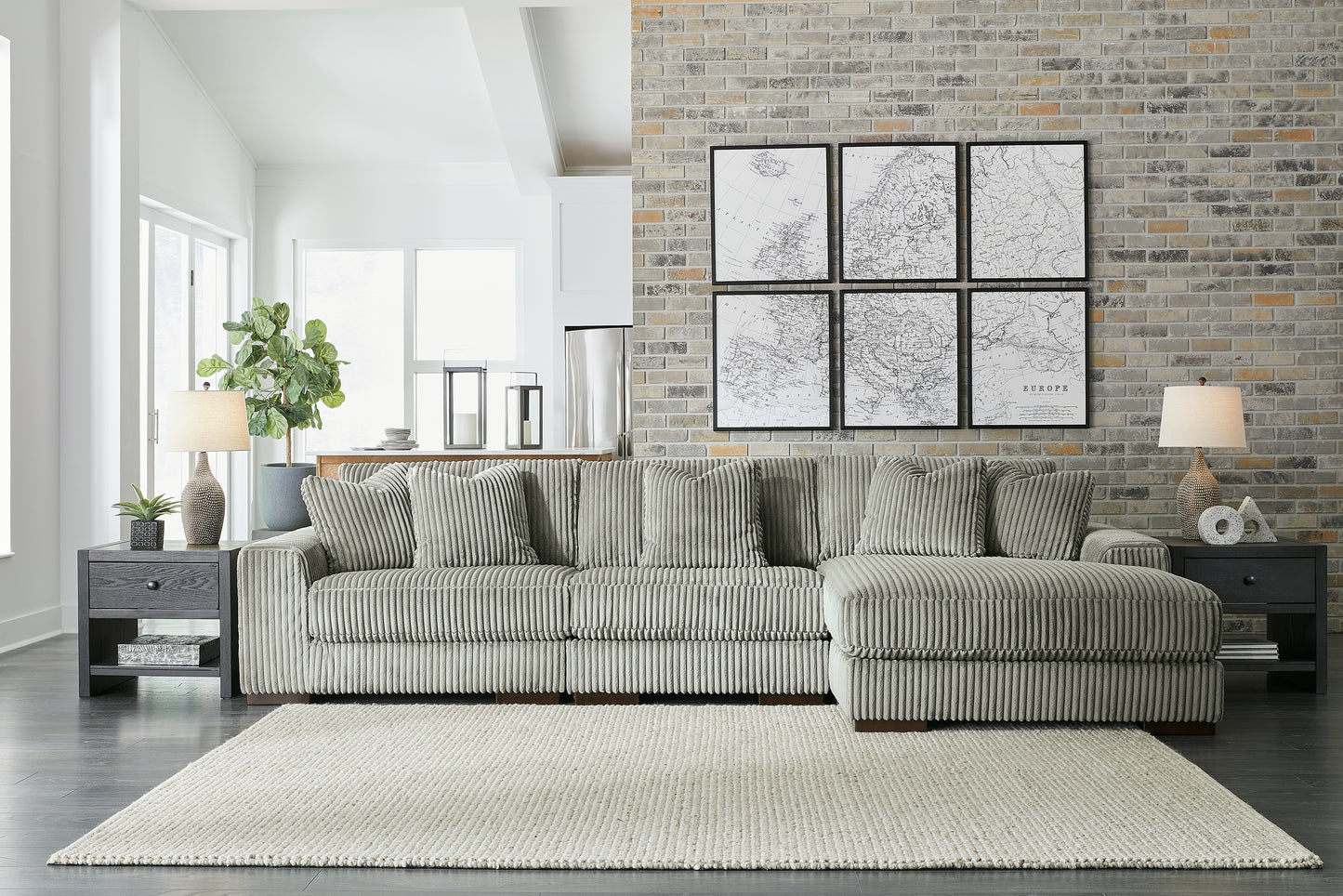 The Furniture Outlets - Ashley Furniture - Lindyn Sectional - RAF 3-Piece Sectional with Chaise / Fog - 21105S9