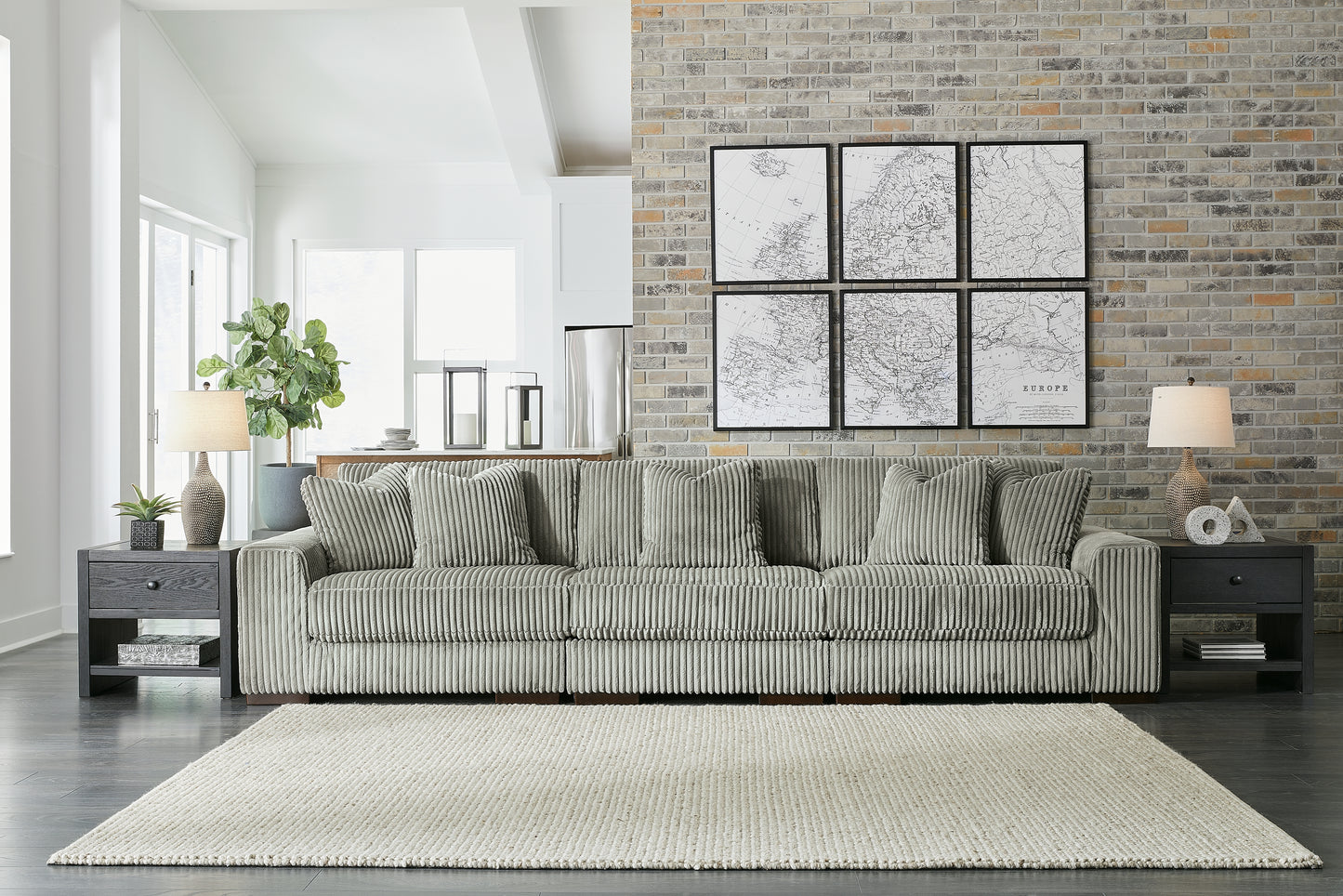 The Furniture Outlets - Ashley Furniture - Lindyn Sectional - RAF 3-Piece Sectional Sofa / Fog - 21105S14