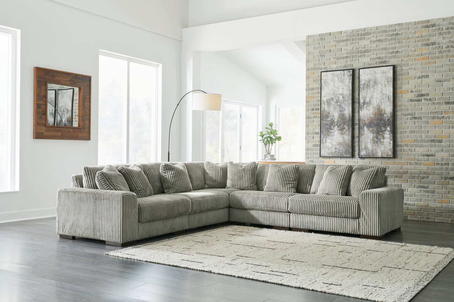 The Furniture Outlets - Ashley Furniture - Lindyn Sectional - RAF 5-Piece Sectional / Fog - 21105S5