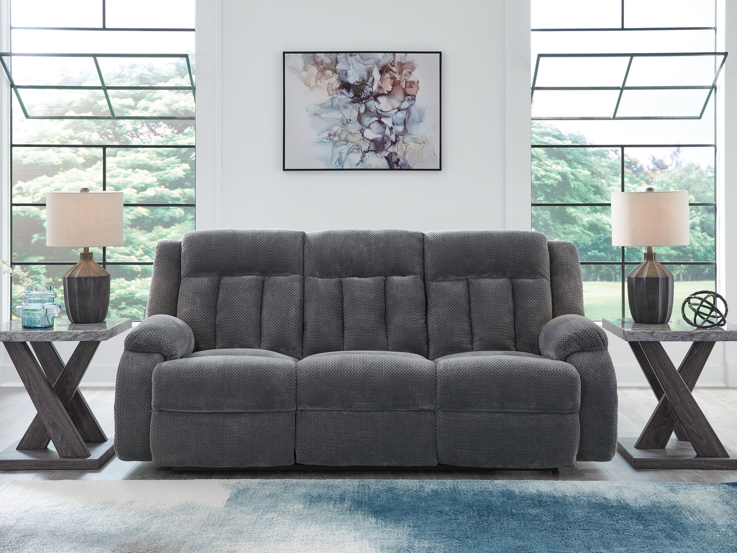 The Furniture Outlets - Ashley Furniture - Observation Living Room - REC PWR Sofa w/Drop Down Table / Steel - PC2140599
