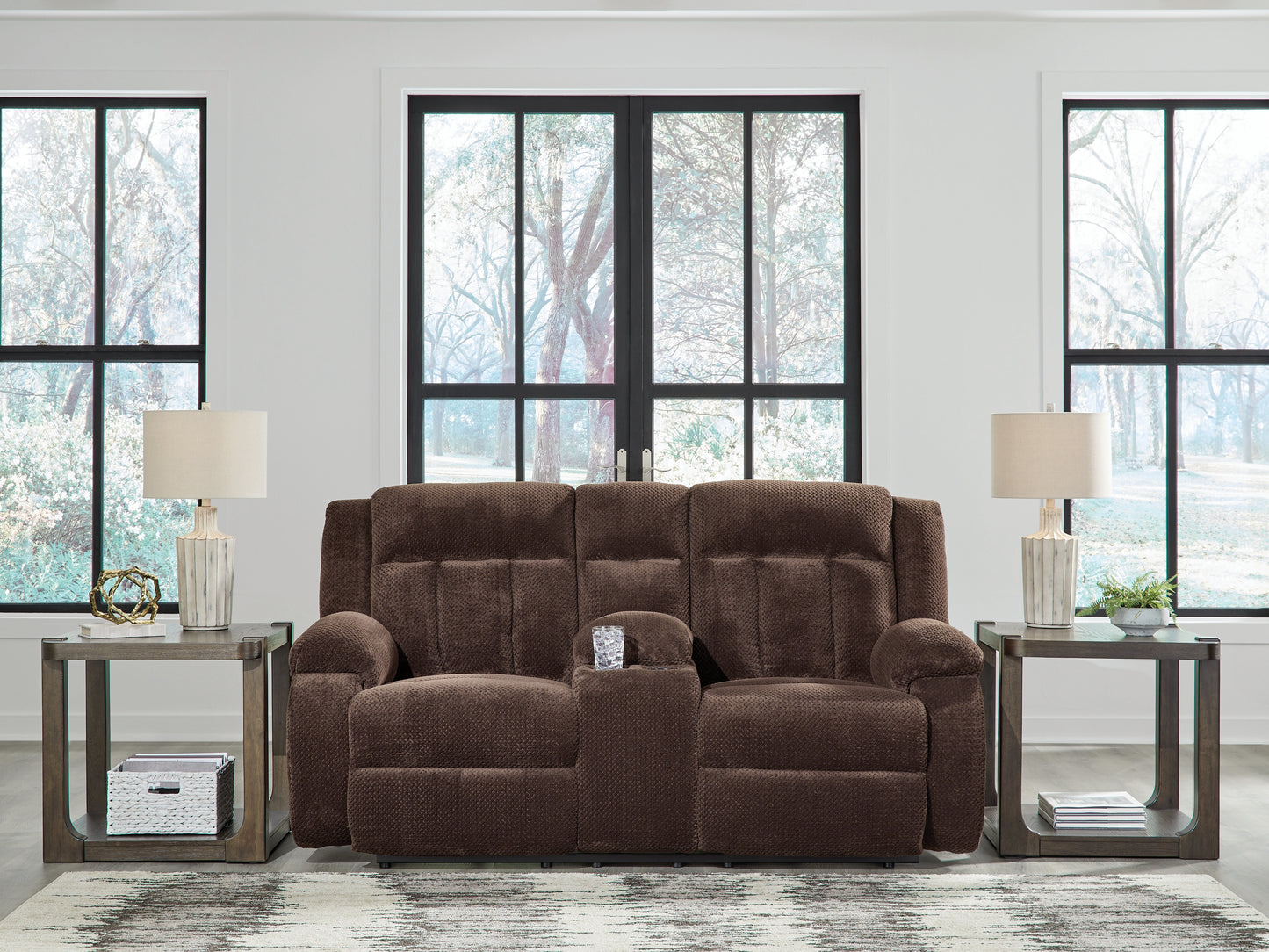 The Furniture Outlets - Ashley Furniture - Observation Living Room - DBL REC PWR Loveseat w/Console / Chocolate - PC2140696
