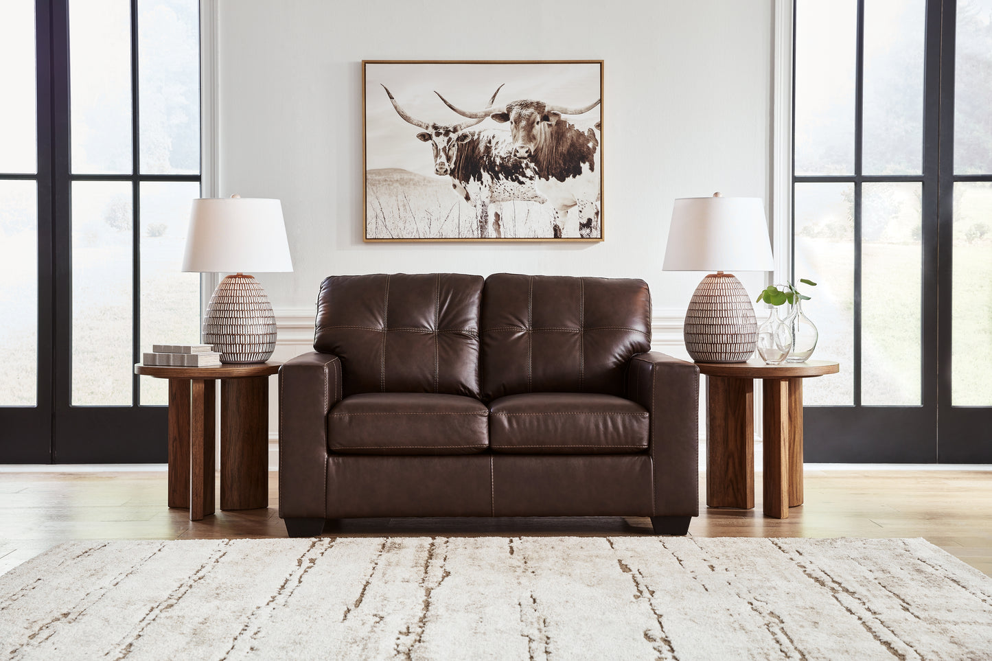 The Furniture Outlets - Ashley Furniture - Santorine Living Room - Loveseat / Dark Brown - 2170635