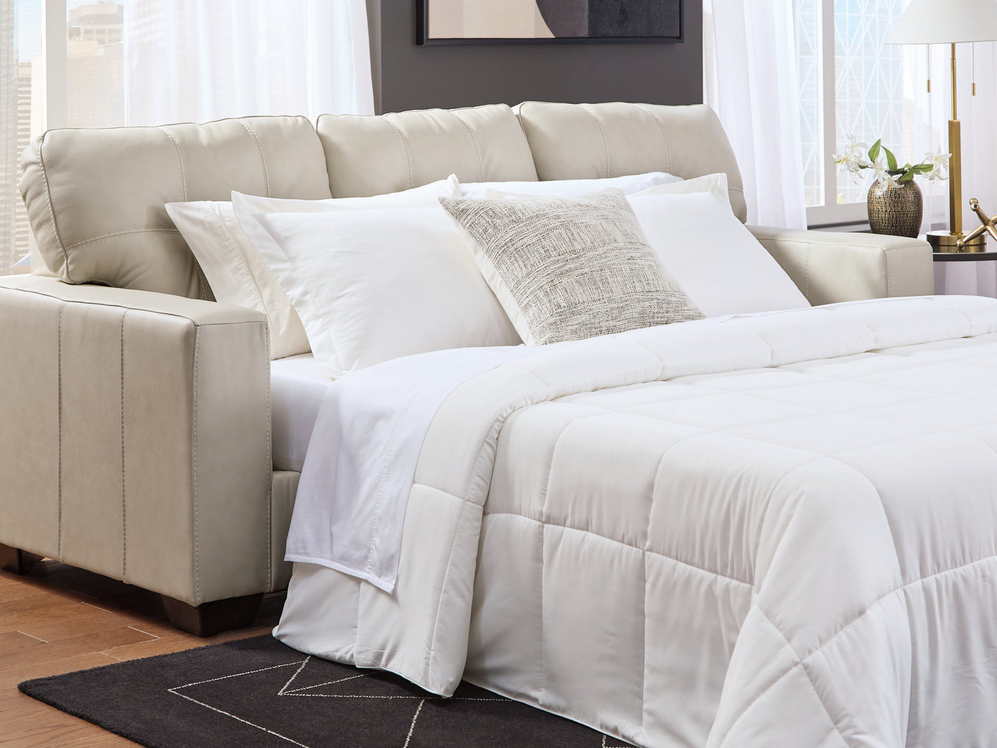 The Furniture Outlets - Ashley Furniture - Santorine Living Room - Queen Sofa Sleeper / Bone - 2170839
