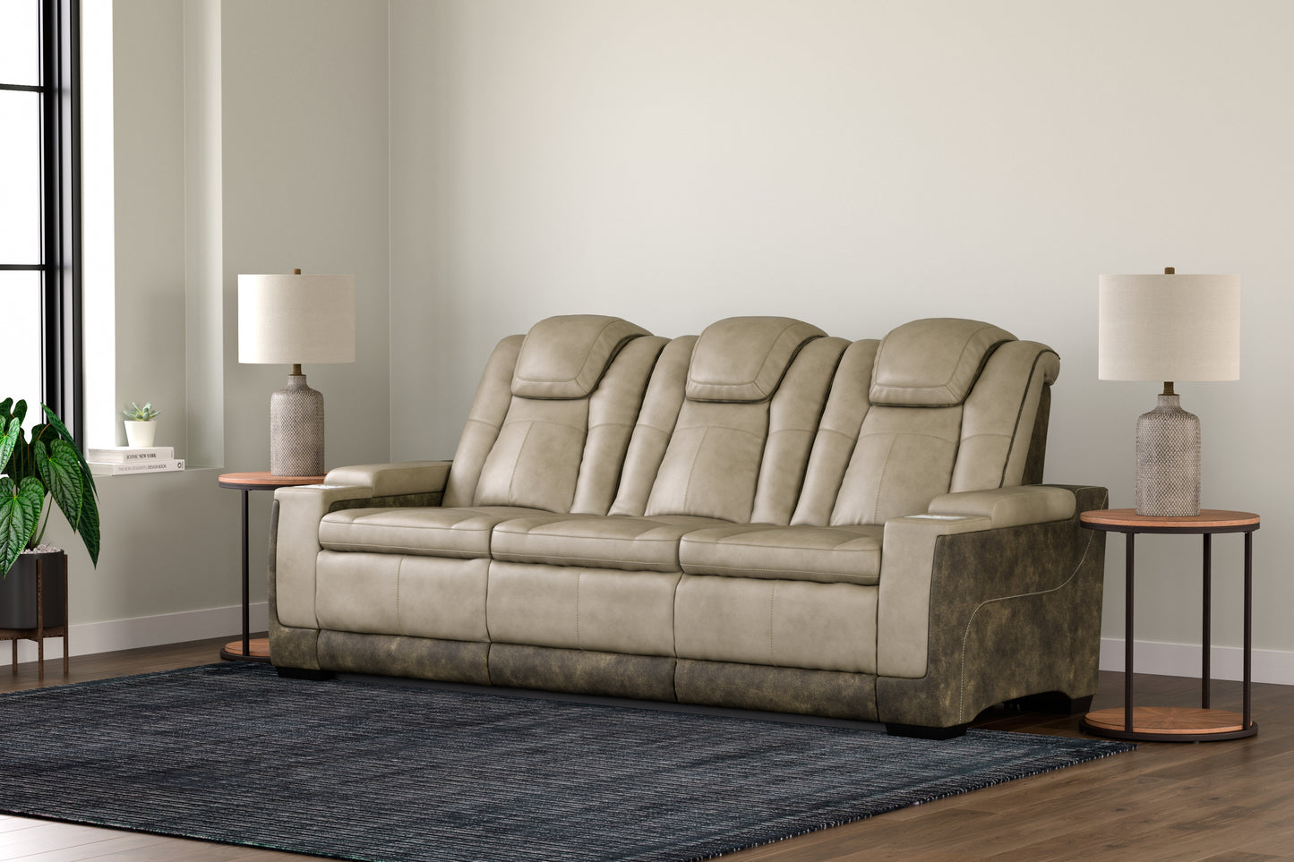 The Furniture Outlets - Ashley Furniture - Next-Gen DuraPella Living Room - PWR REC Sofa with ADJ Headrest / Sand - 2200315