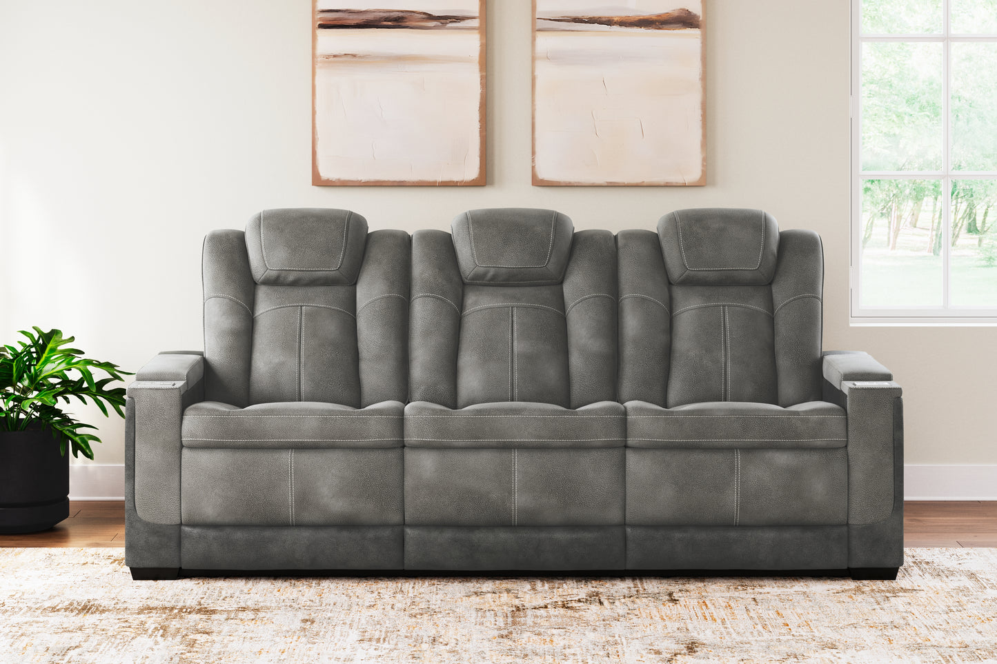 The Furniture Outlets - Ashley Furniture - Next-Gen DuraPella Living Room - PWR REC Sofa with ADJ Headrest / Slate - 2200415