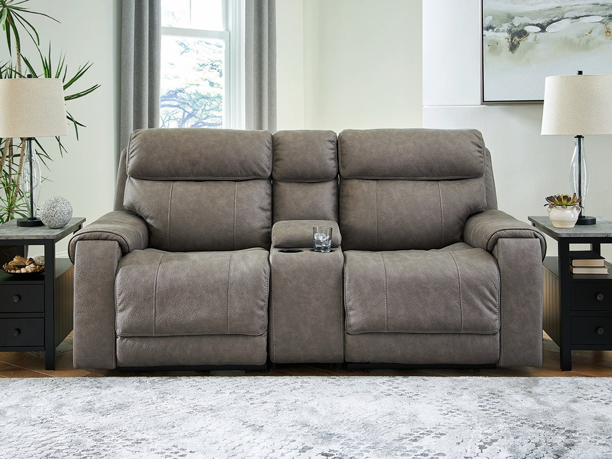 The Furniture Outlets - Ashley Furniture - Starbot Sectional - 3-Piece Power Reclining Sectional Loveseat with Console / Fossil - 23501S2