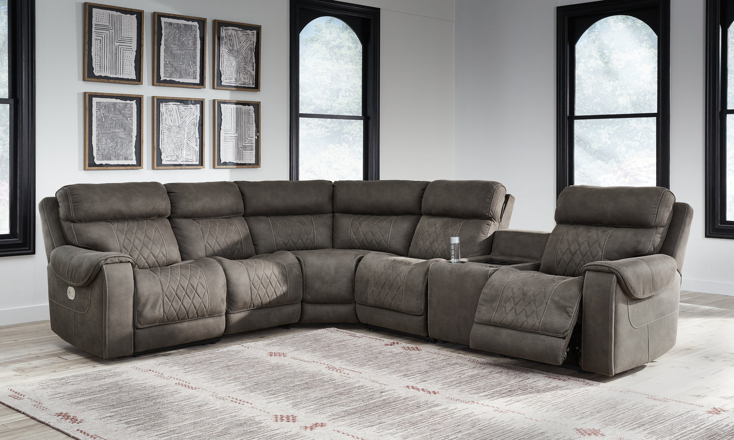 The Furniture Outlets - Ashley Furniture - Hoopster Sectional - 6-Piece Power Reclining Sectional / Gunmetal - 23703S5