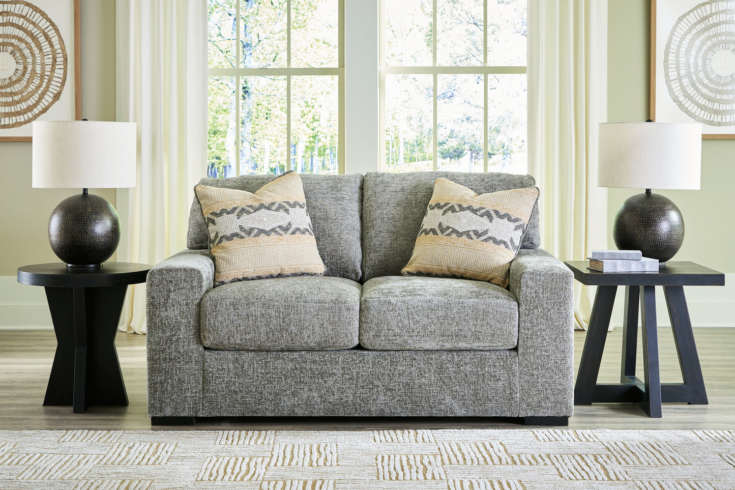 The Furniture Outlets - Ashley Furniture - Dunmor Living Room - Loveseat / Graphite - 2490435