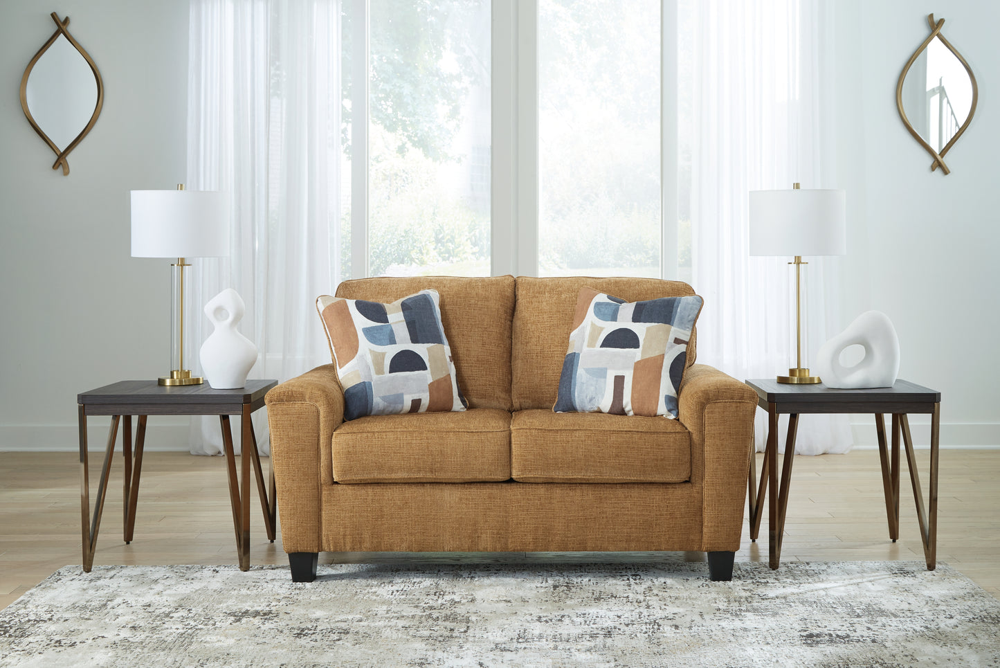 The Furniture Outlets - Ashley Furniture - Erinslane Living Room - Loveseat / Honey - 2520735