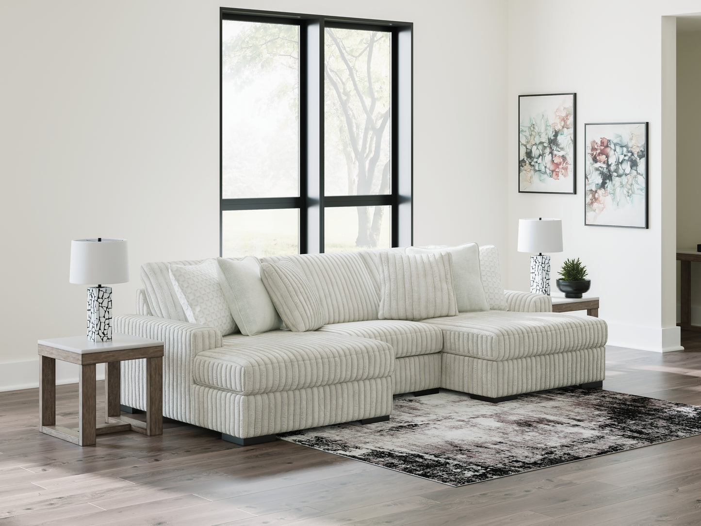 The Furniture Outlets - Ashley Furniture - Stupendous Sectional - RAF 3-Piece Sectional with Double Chaise / Alloy - 25903S4
