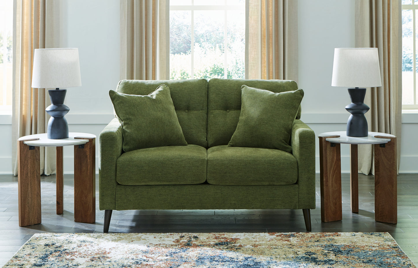 The Furniture Outlets - Ashley Furniture - Bixler Living Room - Loveseat / Olive - 2610735