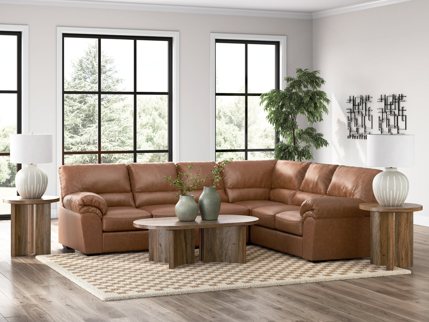 The Furniture Outlets - Ashley Furniture - WillowBend Sectional - RAF 3-Piece Sectional / Caramel - PC27704S3