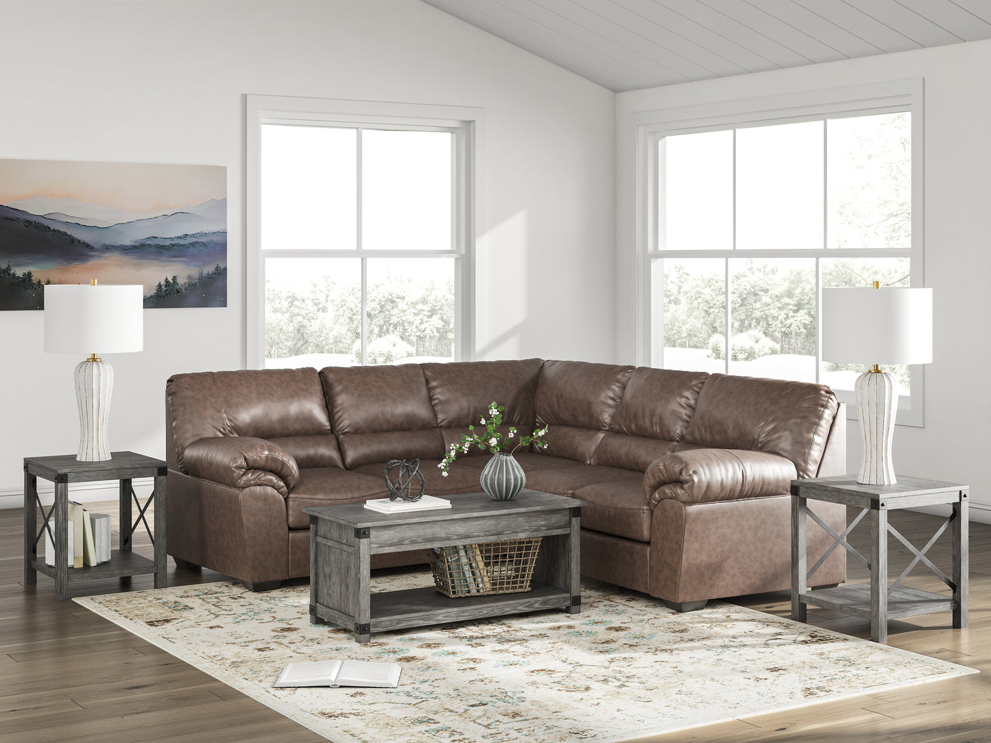 The Furniture Outlets - Ashley Furniture - WillowBend Sectional - RAF 2-Piece Sectional / Umber - PC27705S1