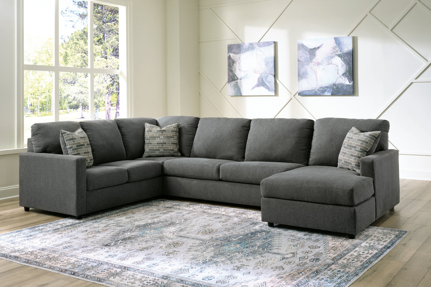 The Furniture Outlets - Ashley Furniture - Edenfield Sectional - LAF 3-Piece Sectional with Chaise / Charcoal - 29003S2