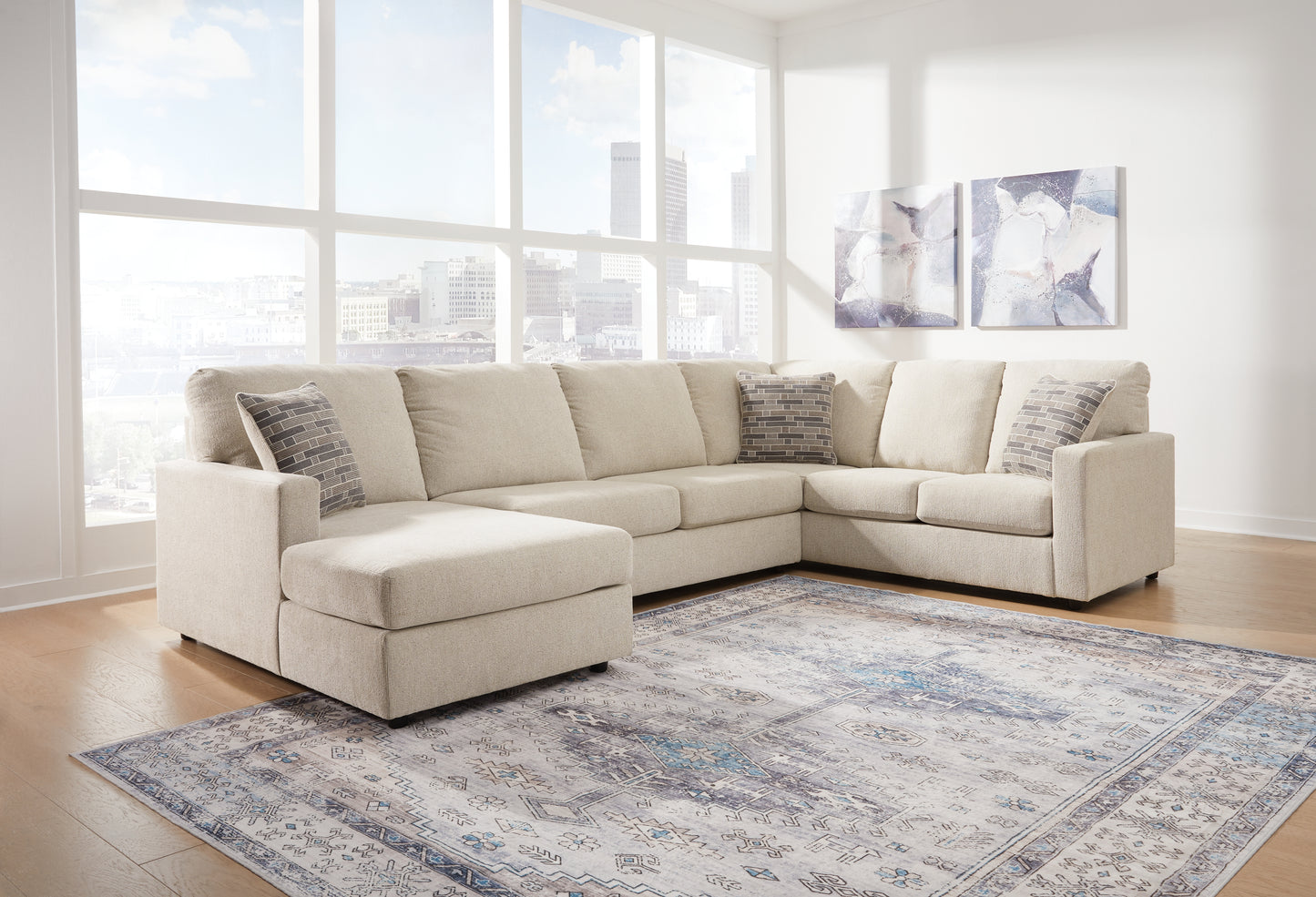 The Furniture Outlets - Ashley Furniture - Edenfield Sectional - RAF 3-Piece Sectional with Chaise / Linen - 29004S1