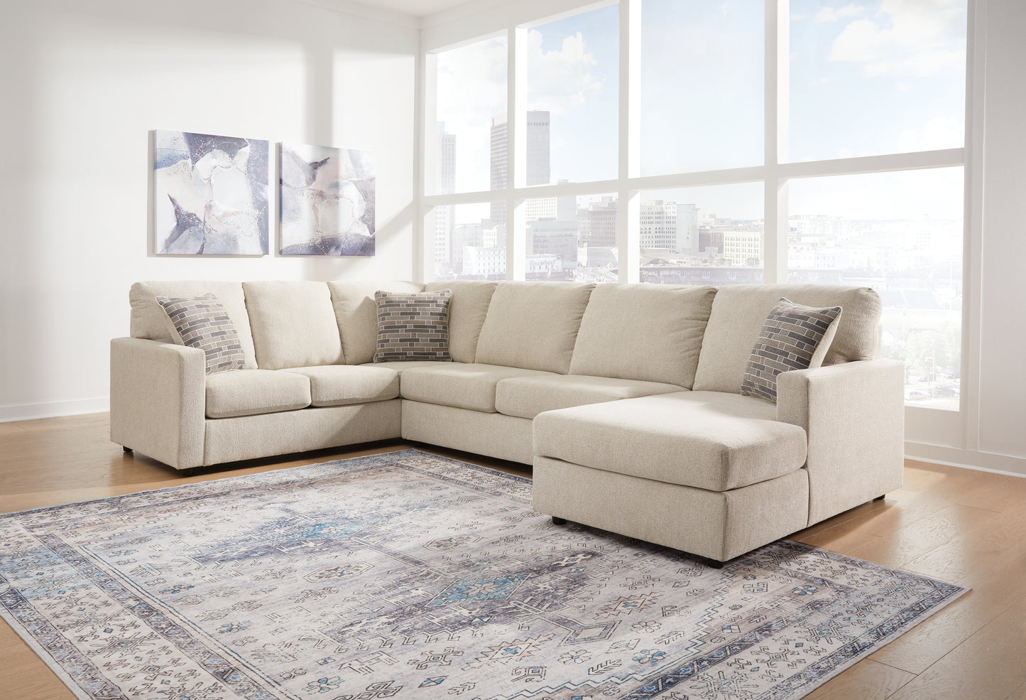 The Furniture Outlets - Ashley Furniture - Edenfield Sectional - LAF 3-Piece Sectional with Chaise / Linen - 29004S2
