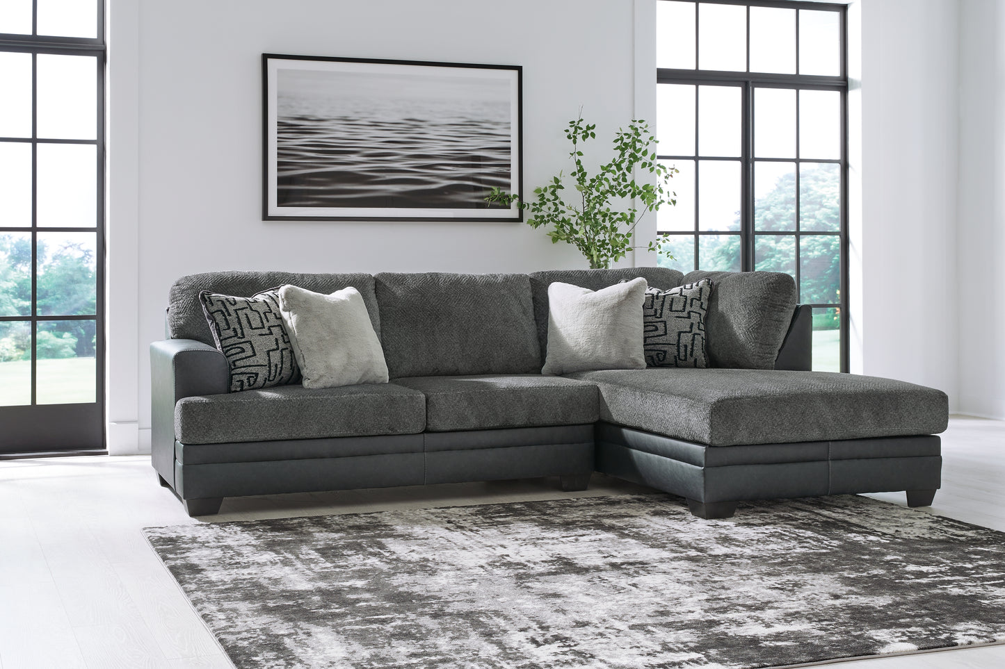 The Furniture Outlets - Ashley Furniture - Brixley Pier Sectional - LAF 2-Piece Sectional with Chaise / Graphite - 29906S2