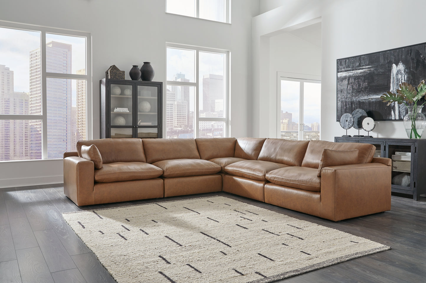 The Furniture Outlets - Ashley Furniture - Emilia Sectional - RAF 5-Piece Sectional / Caramel - 30901S4