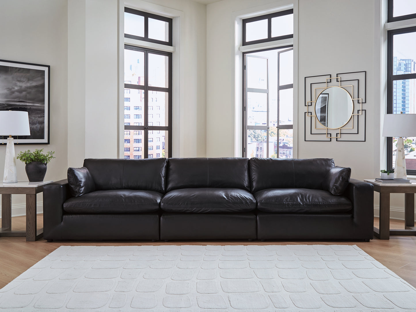 The Furniture Outlets - Ashley Furniture - Emilia Sectional - RAF 3-Piece Sectional Sofa / Black - 30902S2