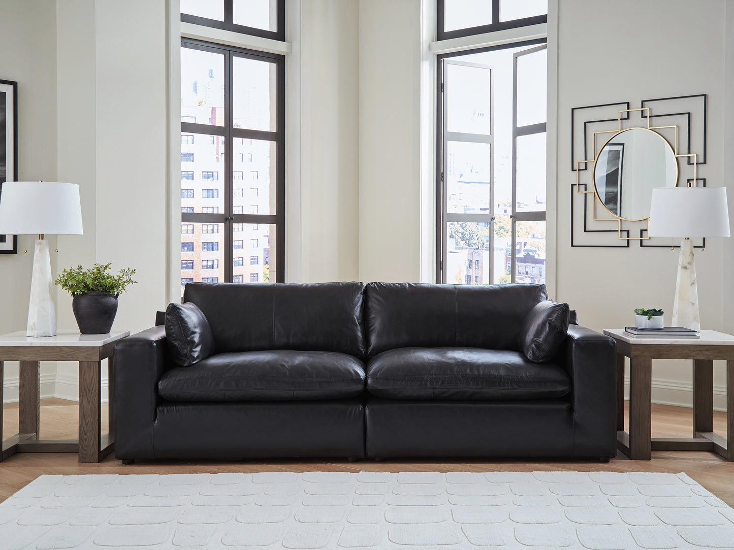 The Furniture Outlets - Ashley Furniture - Emilia Sectional - RAF 2-Piece Sectional Loveseat / Black - 30902S1