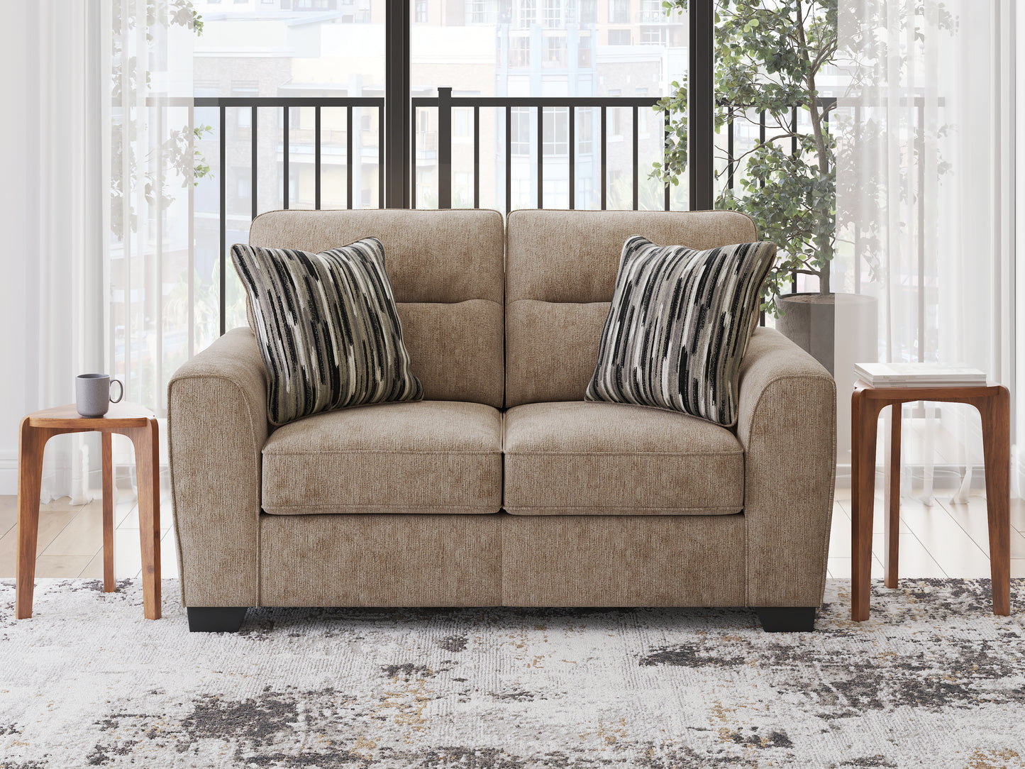 The Furniture Outlets - Ashley Furniture - Olten Living Room - Loveseat / Mocha - 3130435