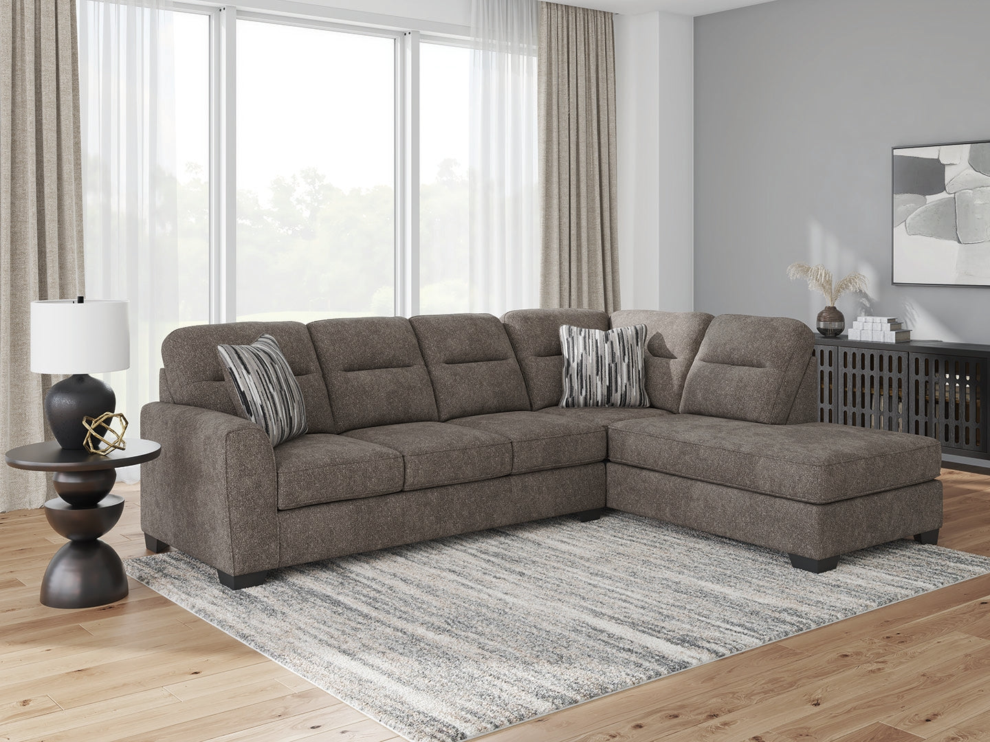 The Furniture Outlets - Ashley Furniture - Olten Sectional - RAF 2-Piece Sectional with Chaise / Graphite - 31305S1