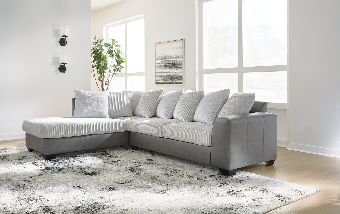 The Furniture Outlets - Ashley Furniture - Clairette Court Sectional - LAF 2-Piece Sectional with Chaise / Alloy - 31503S2