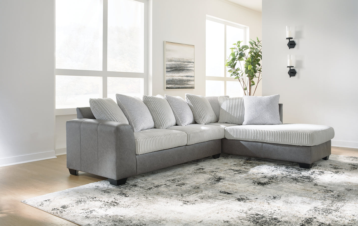 The Furniture Outlets - Ashley Furniture - Clairette Court Sectional - LAF 2-Piece Sectional with Chaise / Alloy - 31503S2