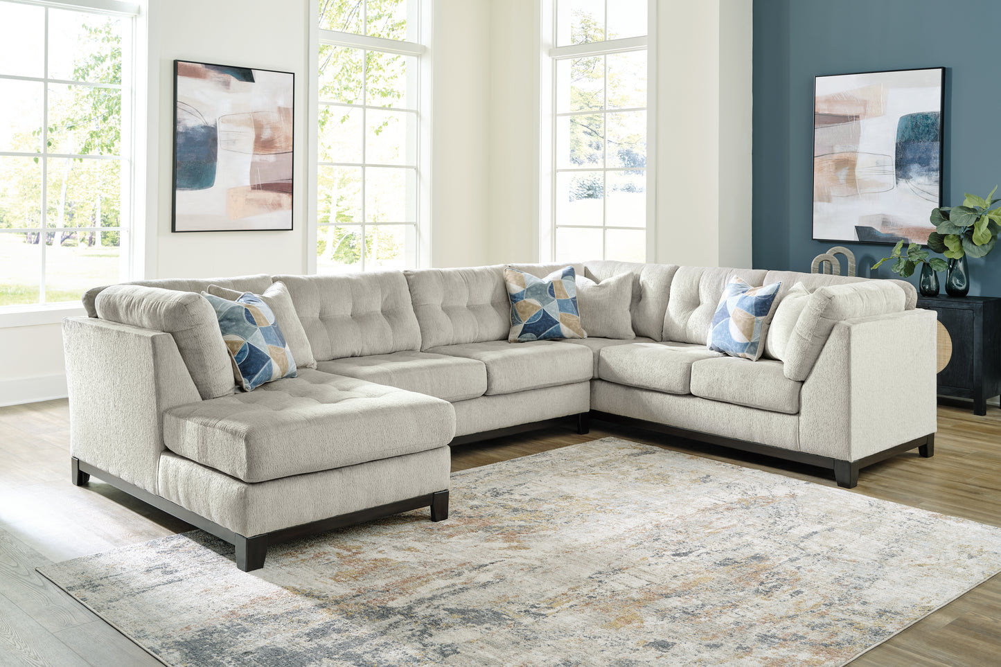 The Furniture Outlets - Ashley Furniture - Maxon Place Sectional - RAF 3-Piece Sectional with Chaise / Stone - 33004S1