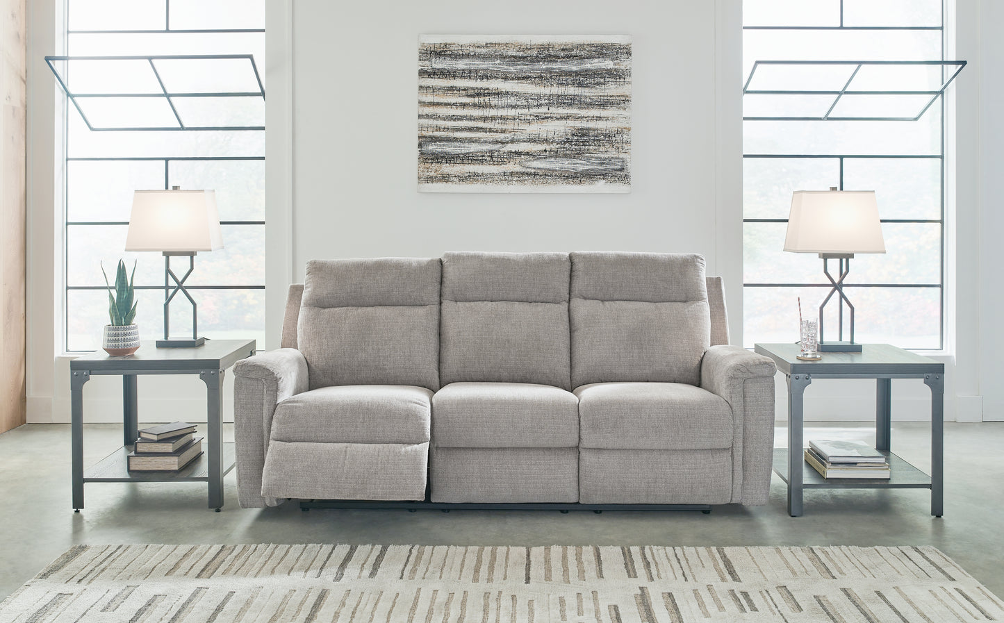 The Furniture Outlets - Ashley Furniture - Barnsana Living Room - Reclining Power Sofa / Ash - 3320187