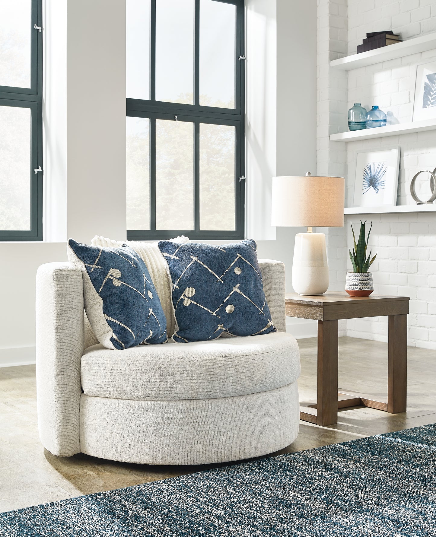 The Furniture Outlets - Ashley Furniture - Padova Living Room - Swivel Accent Chair / Ivory - 3370644