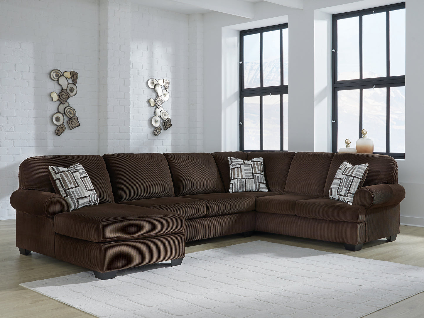 The Furniture Outlets - Ashley Furniture - Kimlee Sectional - RAF 3-Piece Sectional with Chaise / Chocolate - PC35603S1