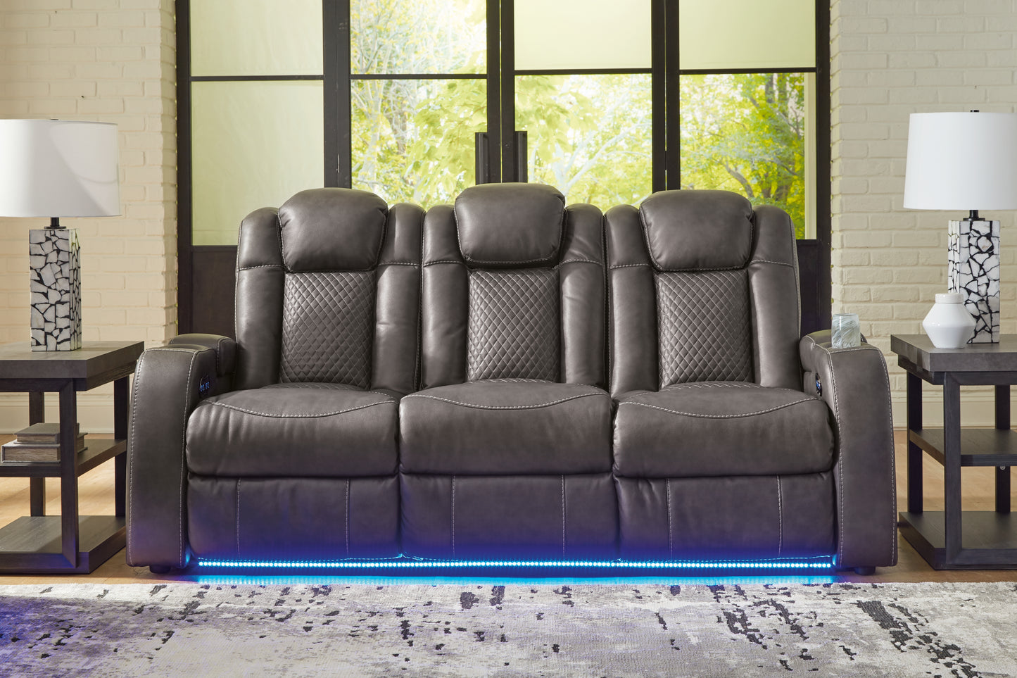 The Furniture Outlets - Ashley Furniture - Fyne-Dyme Living Room - PWR REC Sofa with ADJ Headrest / Shadow - 3660215
