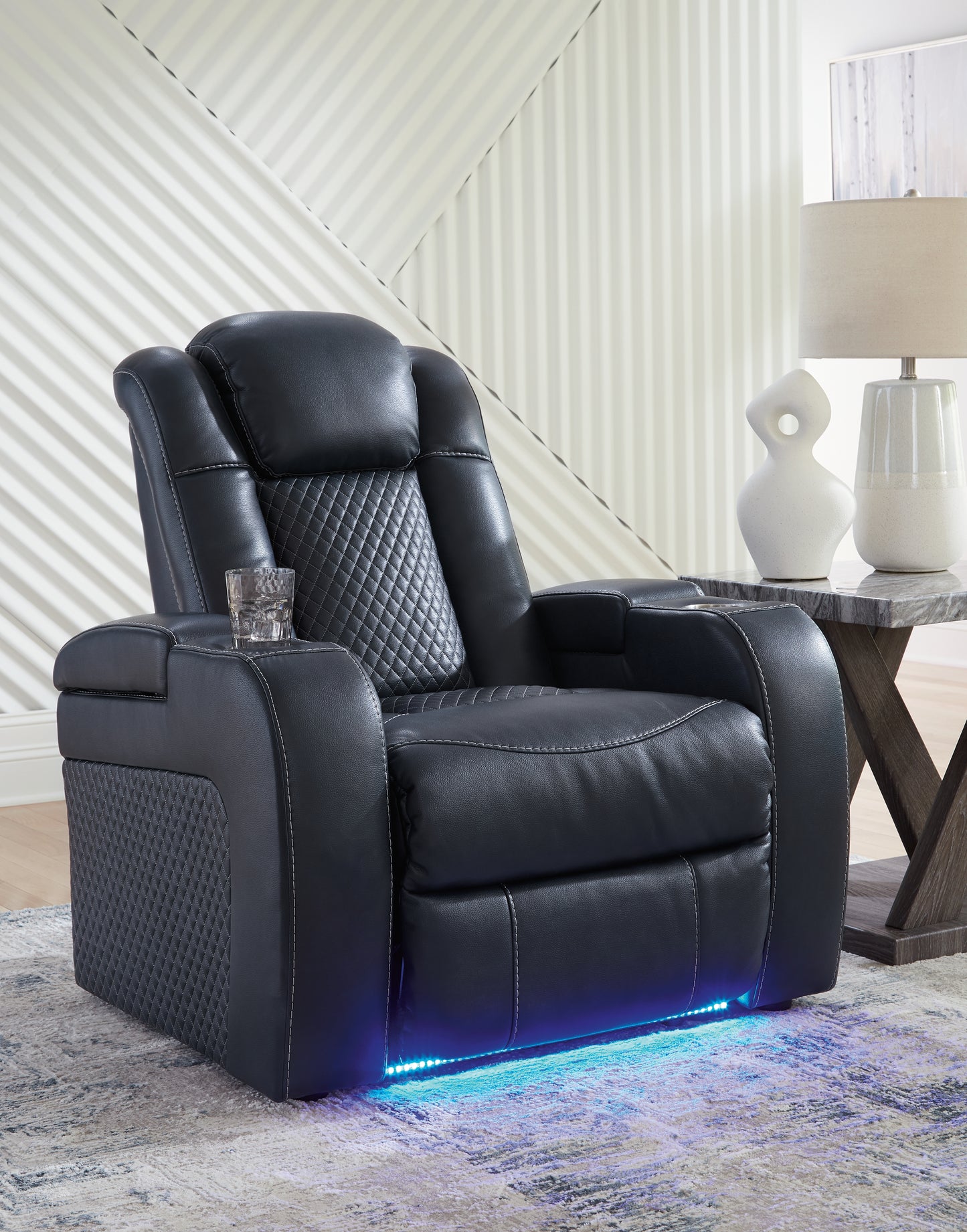 The Furniture Outlets - Ashley Furniture - Fyne-Dyme Living Room - PWR REC Sofa with ADJ Headrest / Sapphire - 3660315
