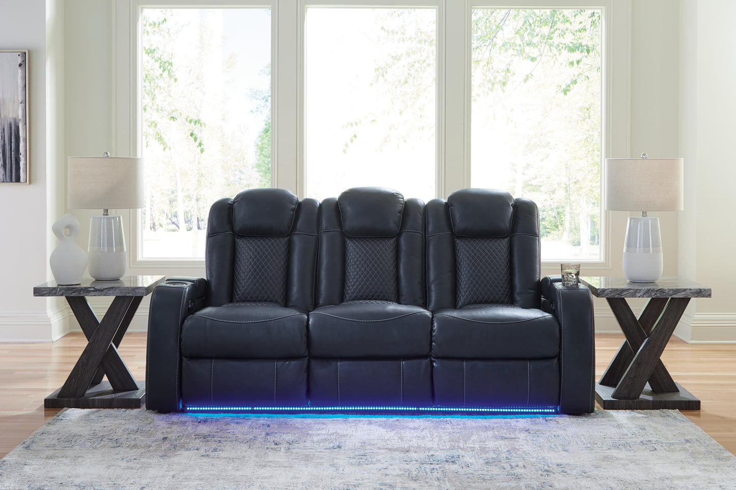 The Furniture Outlets - Ashley Furniture - Fyne-Dyme Living Room - PWR REC Sofa with ADJ Headrest / Sapphire - 3660315