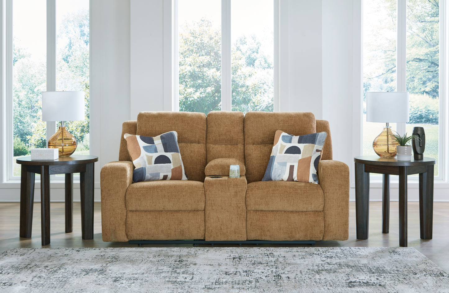 The Furniture Outlets - Ashley Furniture - Kanlow Living Room - DBL Rec Loveseat w/Console / Honey - 3860594